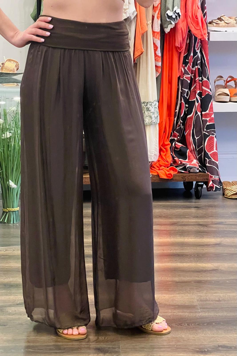 Silk Wide Leg Trousers