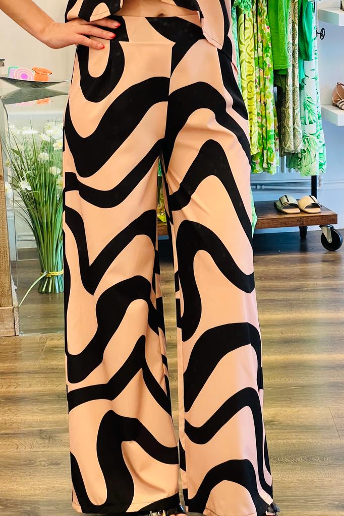 Swirl Print Straight Trousers