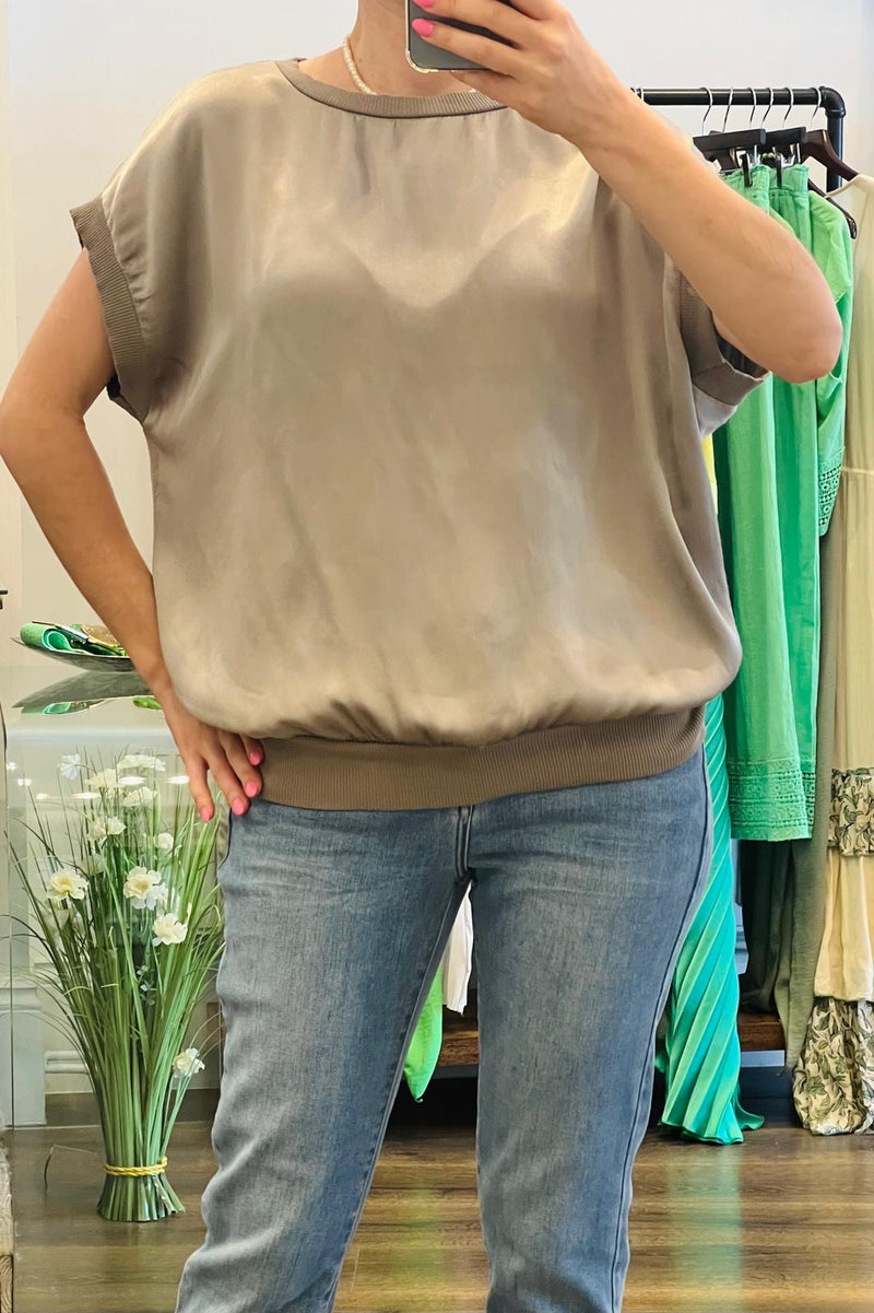 Short Sleeve Satin Top