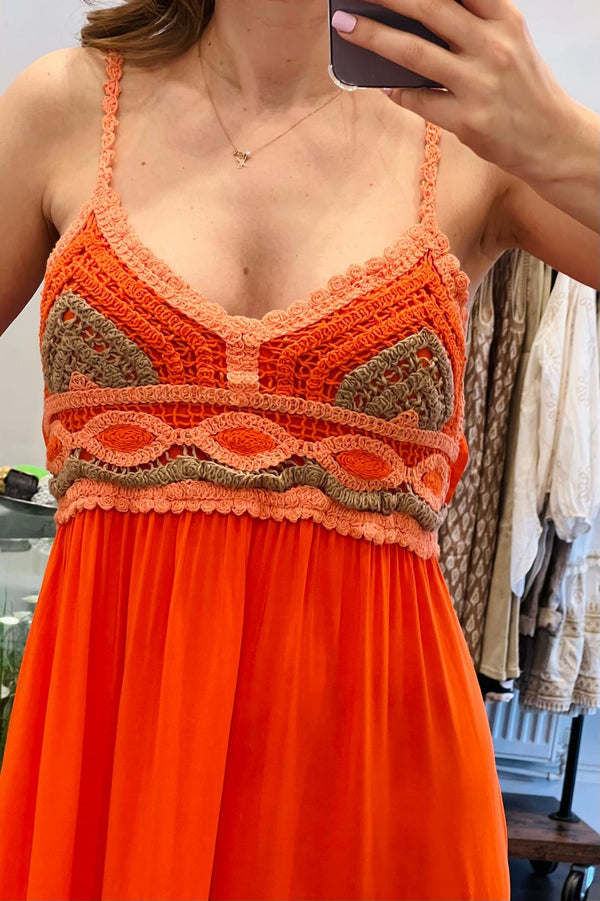 Crochet Front Maxi Dress