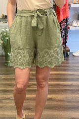 Tie Front Linen Shorts