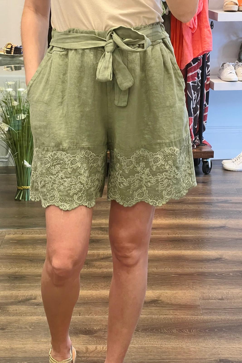 Tie Front Linen Shorts