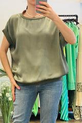 Short Sleeve Satin Top