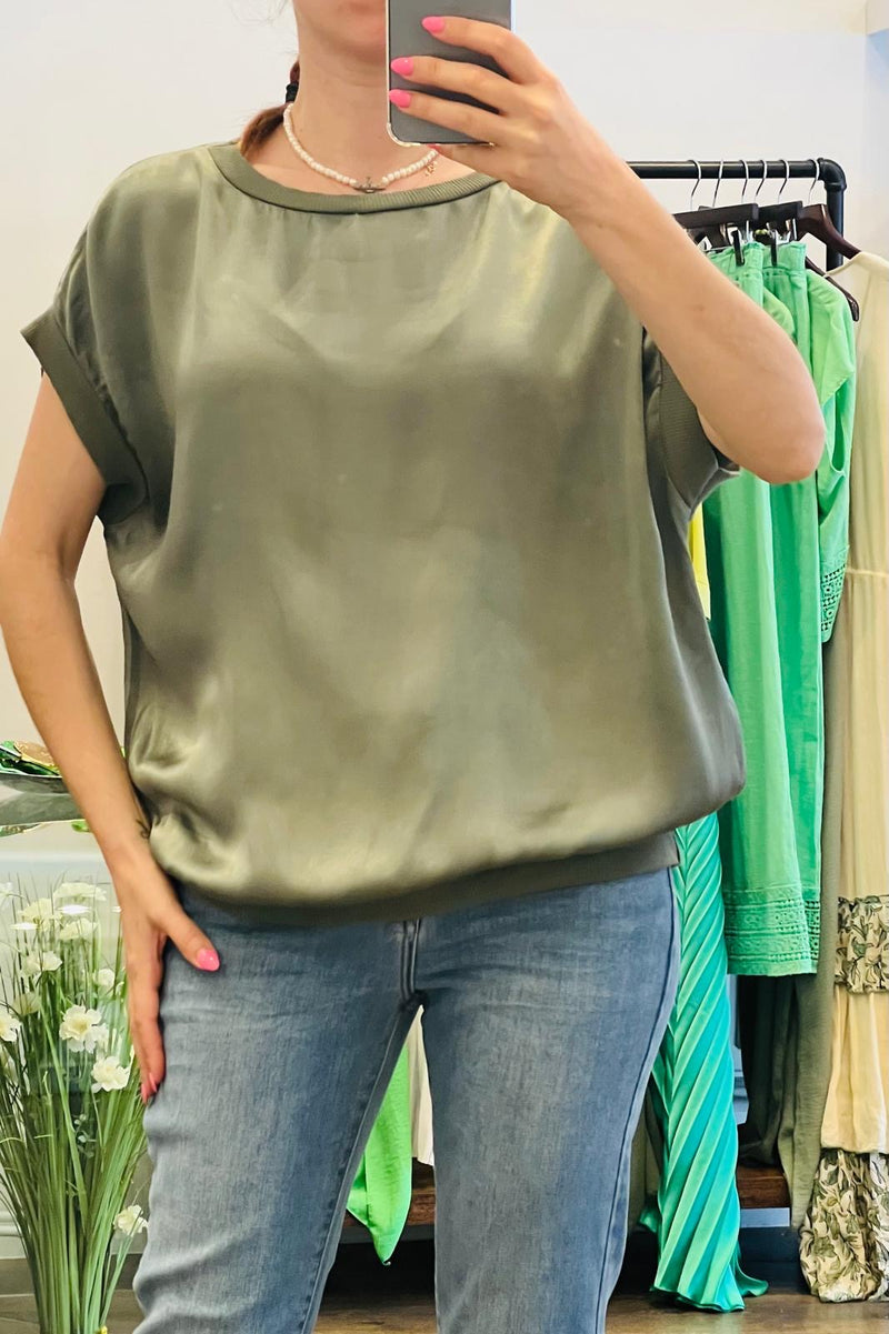 Short Sleeve Satin Top