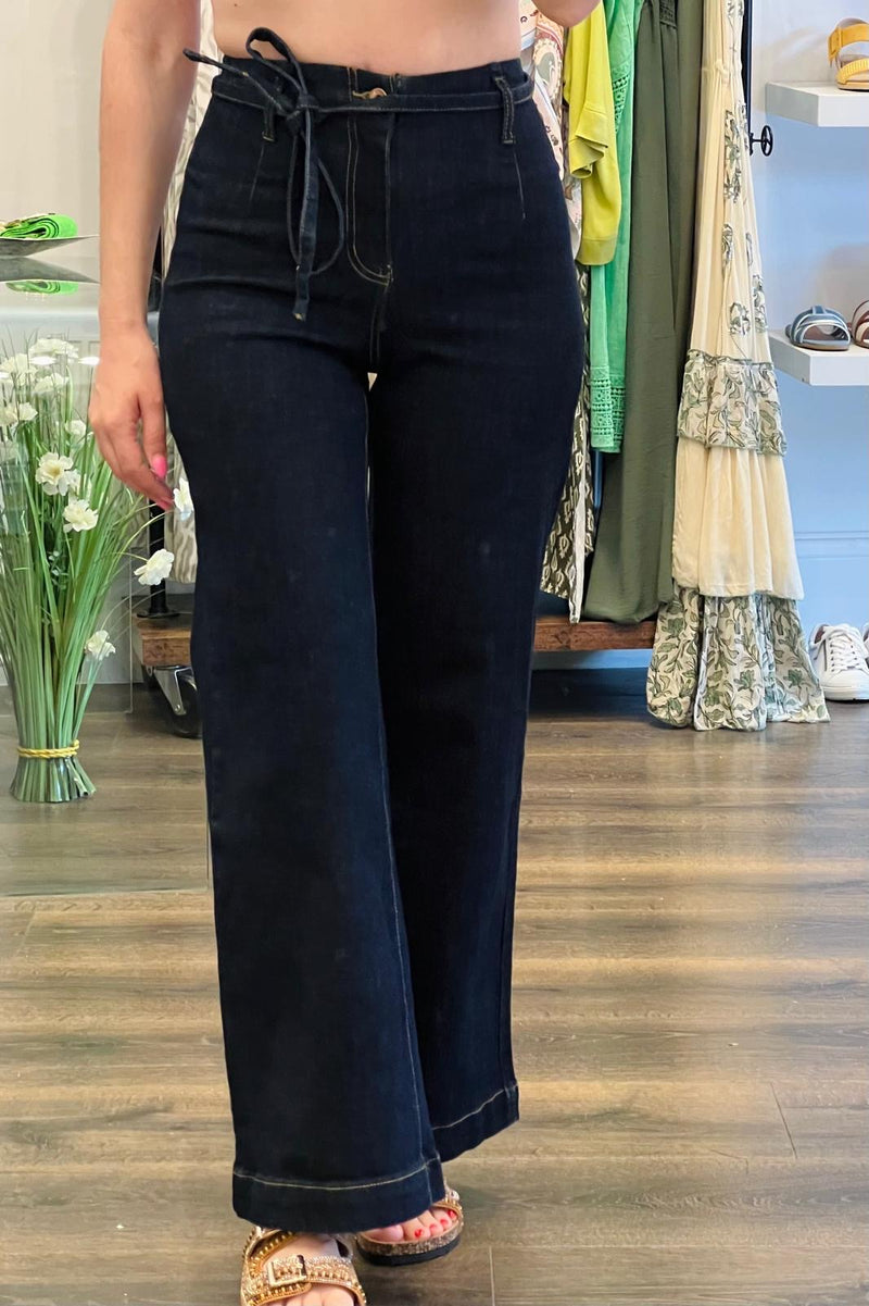 Belted Flare Jeans