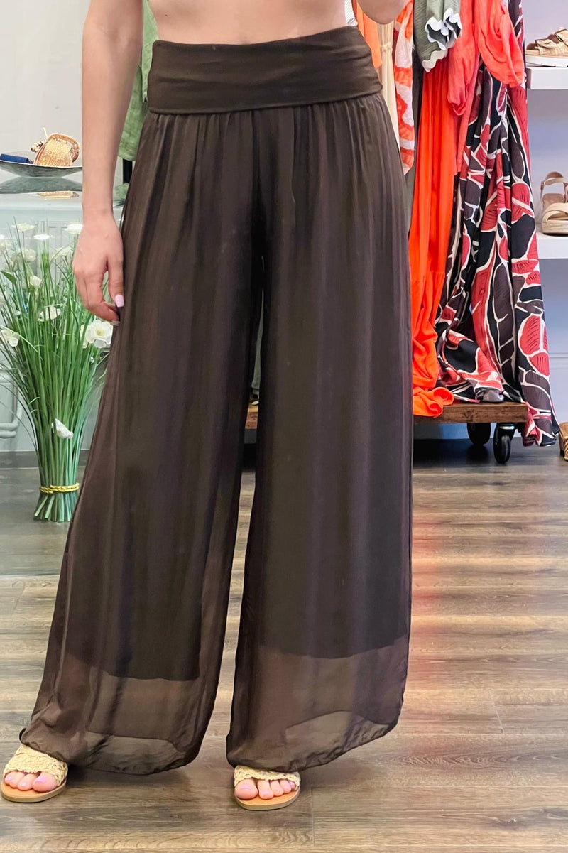 Silk Wide Leg Trousers