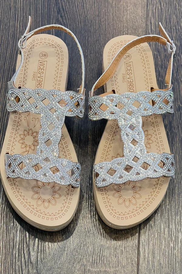 Crystal T Bar Sandal