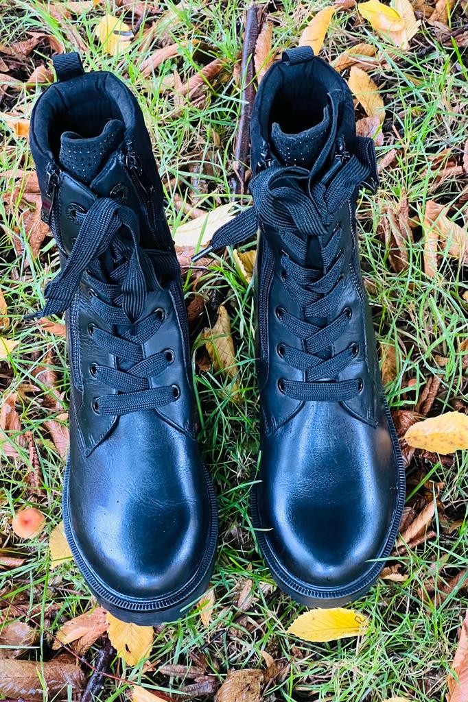 Caprice Leather Combat Boot