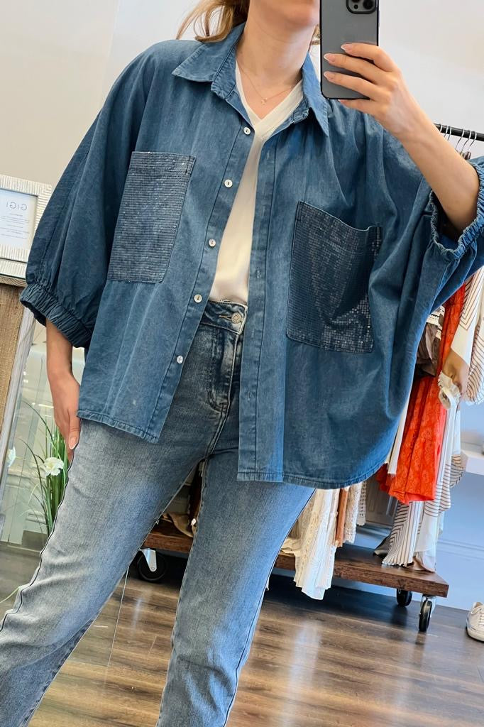 Front Pocket Denim Shirt