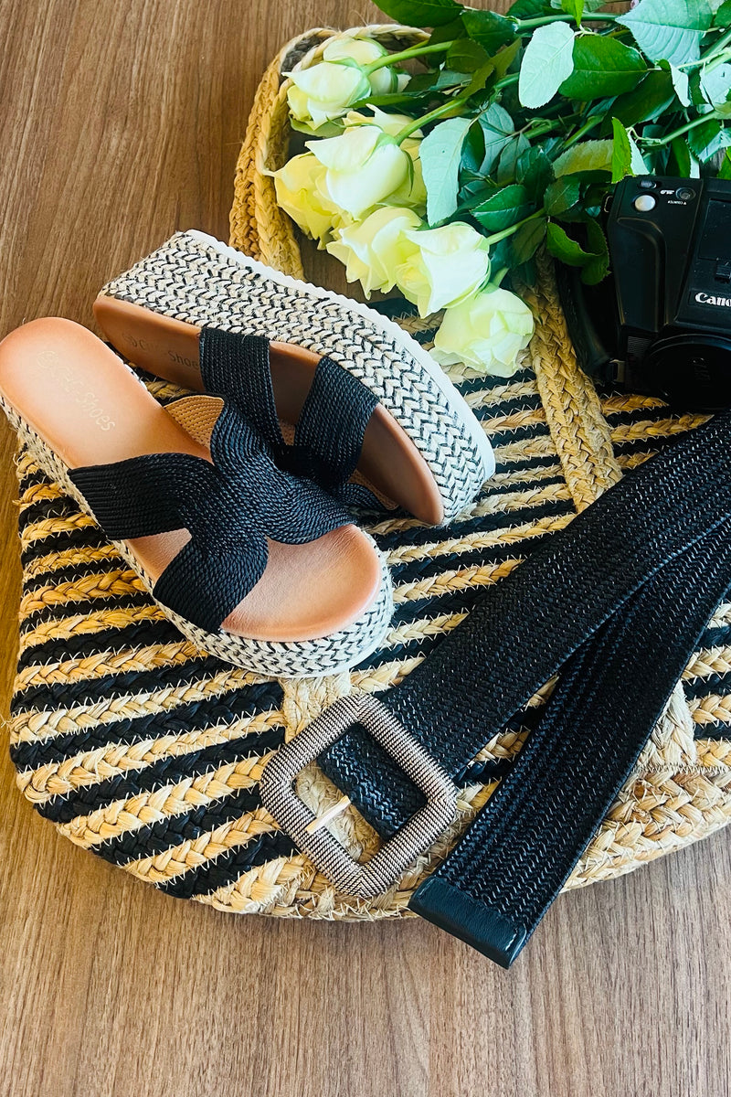 Raffia Slip on Wedge