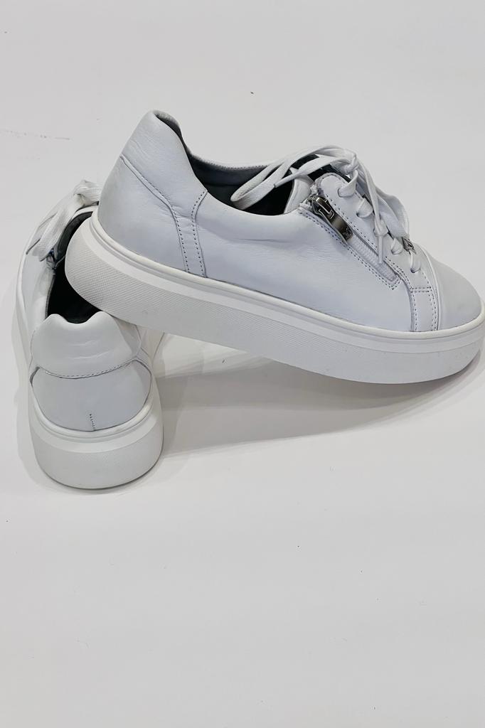 Caprice Leather Zip Flatform Sneaker