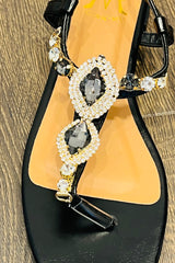 Crystal T Bar Sandal