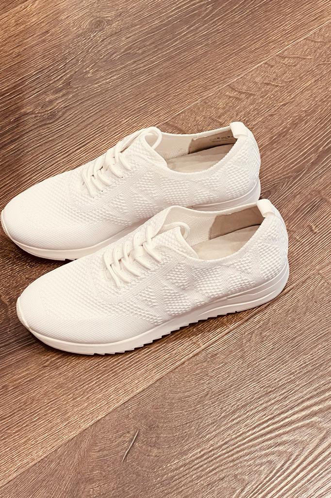 Caprice White Knit Trainer